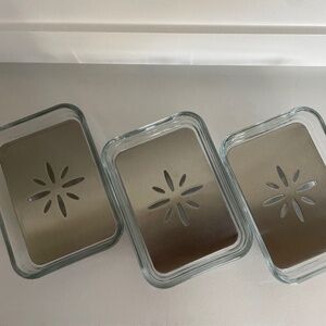 Ikea Glass Soap Dish w/Removable Metal Insert - Brand NEW!